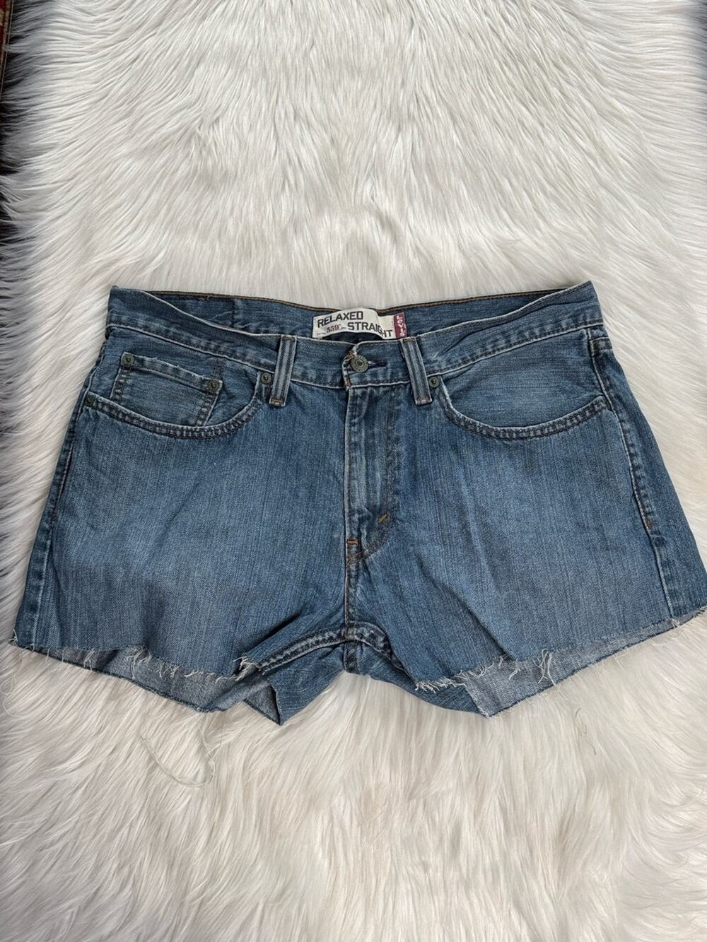Levi’s 559 Relaxed Straight Faded Blue Denim Cut Offs